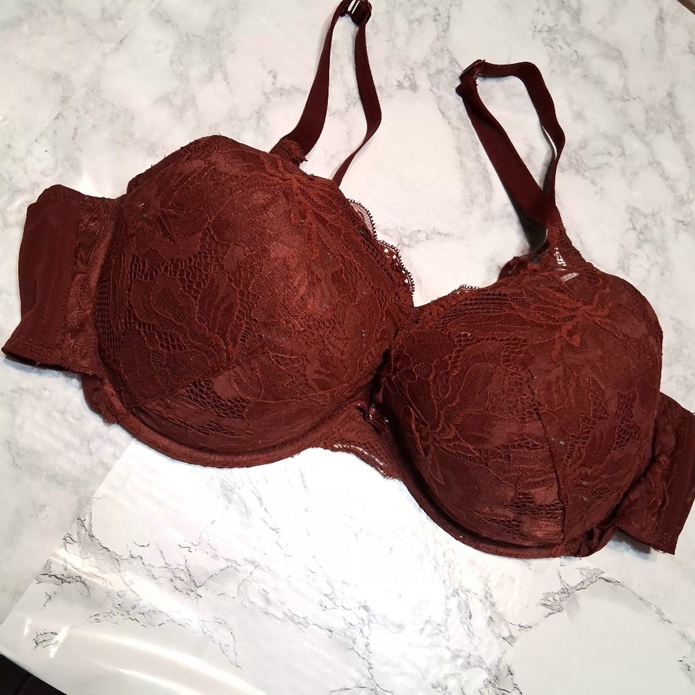 Auden Lace Underwire Burgundy Bra 46C
